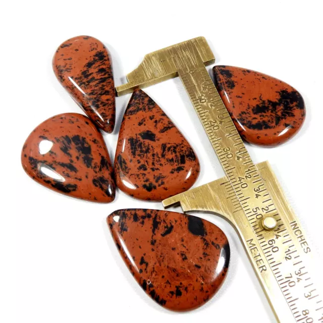 Rouge Acajou Obsidienne Pierre Précieuse en Gros Lot 5 Pièces Naturel Cabochon