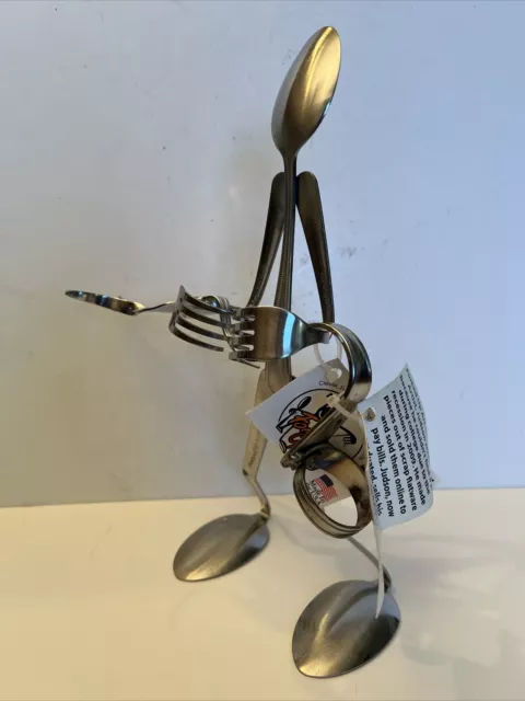 Forked Up Art Stainless Steel Figure Fork Spoon Sculpture 12”Tall Made in USA. 3