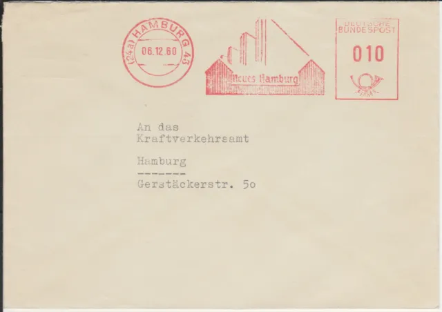 Firmenbrief mit Freistempel / AFS Hamburg 43, Neues Hamburg Wohnungsbau, 1960