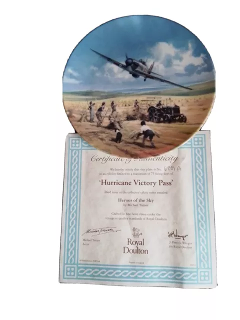 ROYAL DOULTON HURRICANE VICTORY PASS, Heroes Of The Sky COLLECTORS PLATE