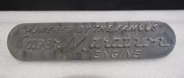 Vintage Powered by the Super Marathon Engine Emblem Badge SignMetal Original