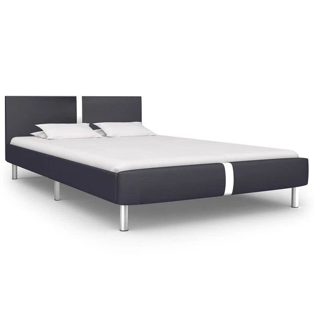 VIDAXL BED FRAME without Mattress Black Faux Leather 135x190 cm Double