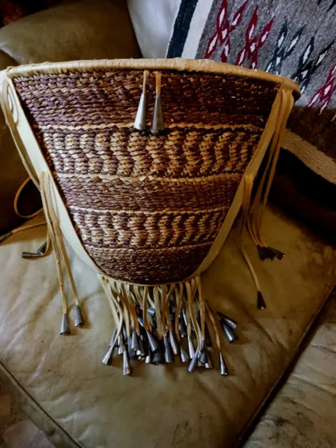 **Awesome  Vintage Native American Large 19 X 12  Apache Burden  Basket  Nice**