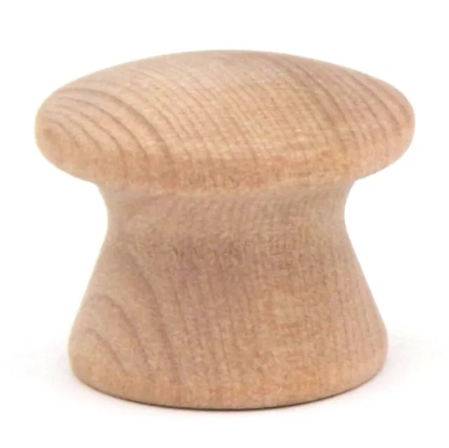 5 Pair (10 Knobs) P183-UW Unfinished Wood 1" Cabinet Knob Pulls Hickory
