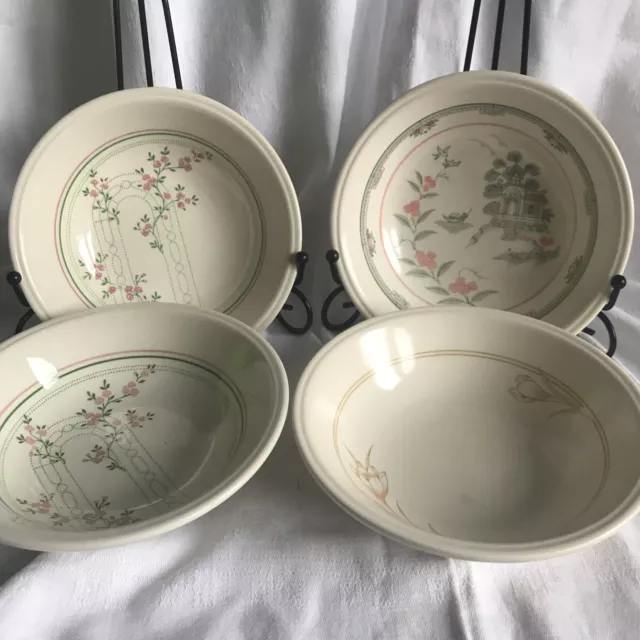 4 X Vintage Biltons Ironstone Cereal Dessert Bowl Varied Designs On Cream