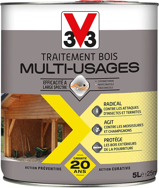 V33 Traitement bois multi-usages, Incolore 5L 5 l (Lot de 1)