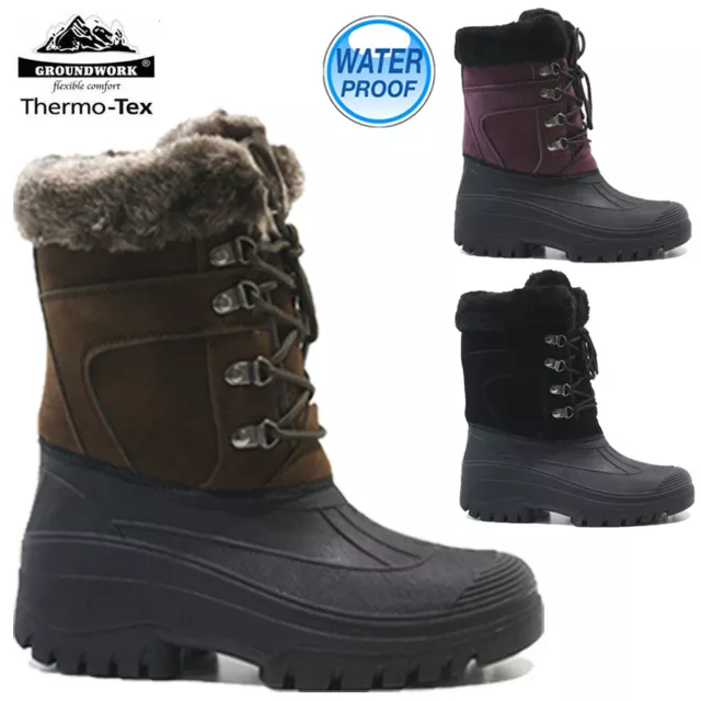 Ladies Winter Snow Boots Waterproof Mucker Thermal Wellingtons Fur Boots Size