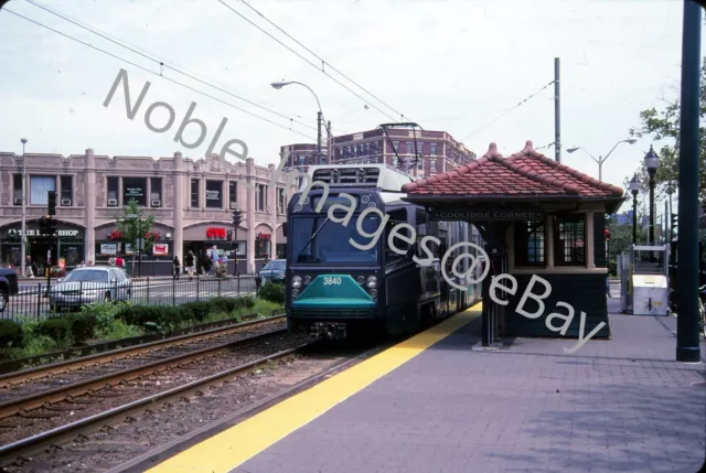 2004 Boston MBTA LRV Trolley 3840 Coolidge Corner City Scene Kodachrome Slide