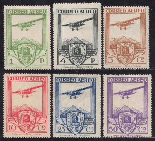 España  Serie 1930 / 6 sellos - Muy bien centrada    */MH Ferrocarriles aereo