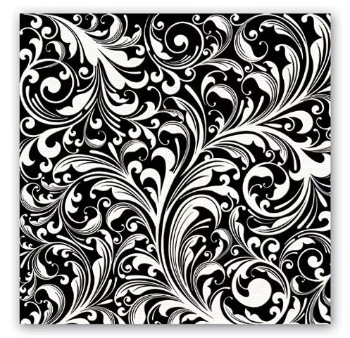 Michel Design Works Black Florentine Luncheon Paper Napkins