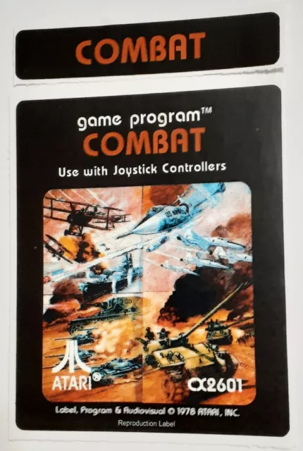 Replacement Atari 2600 Combat Label - Machine cut just peel and stick