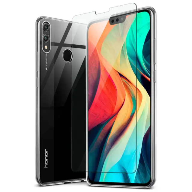 Handy Hülle für Huawei Honor 8X Silikon Case Schutz Cover Bumper mit Panzerfolie