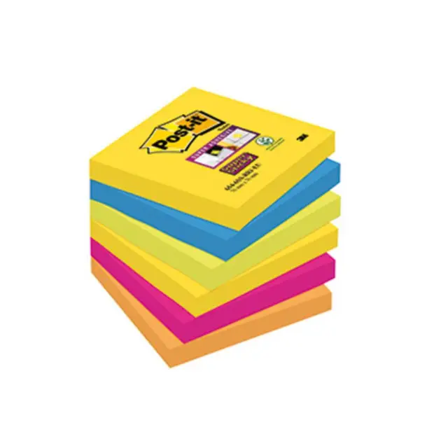 Post-it Super Sticky Notes, Couleurs Playful, Pack de 6 Blocs, 90 Feuilles  par Bloc, 76 mm x 76 mm, Rouge, Orange, Jaune, Vert, Bleu - Notes Super  Adhésives pour Prise de Notes