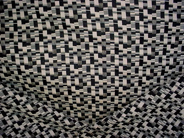 9-3/4Y Kravet Lee Jofa Onyx Black Pixelated Square Jacquard Upholstery Fabric