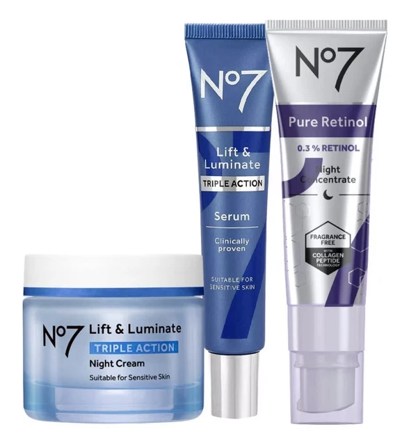 BOOTS NO7 L & L Serum Night Cream + Pure Retinol 0.3 Serum, Night