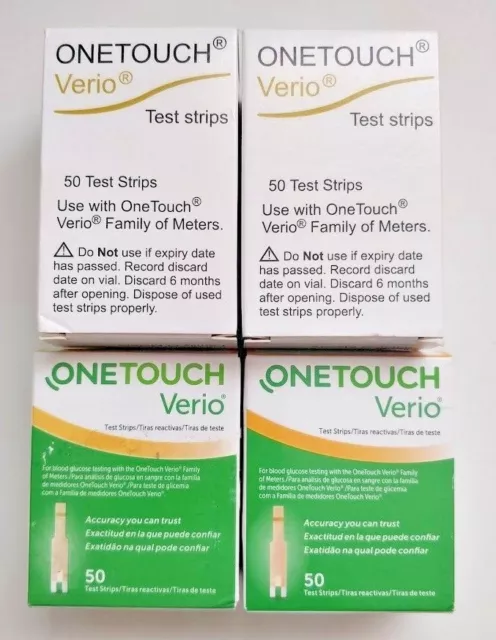 Un Touch Verio Sangre Glucosa Diabético Prueba Tiras Reactivas - 4 Cajas De 50= 2