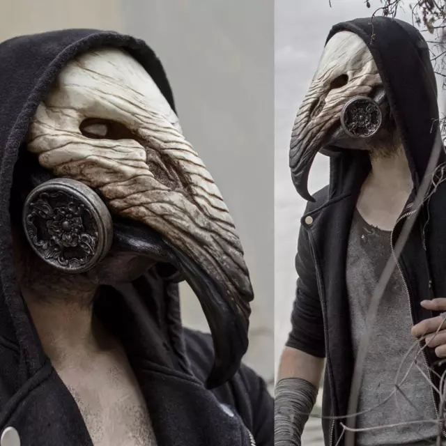Steampunk Plague Doctor Bird latex Mask Punk Beak Halloween Cosplay`.