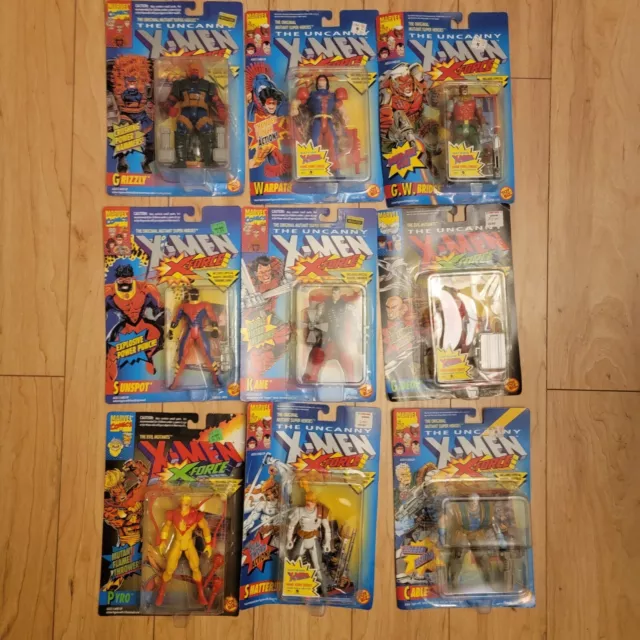 Toy Biz Marvel Comics X-Men X-Force Lot Of 9 Cable Kane Warpath Pyro Sunspot