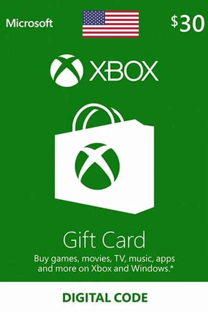 $30 US Dollar Xbox Live Gift Card - 30 USD Xbox Live Digital Guthabn Code - USA