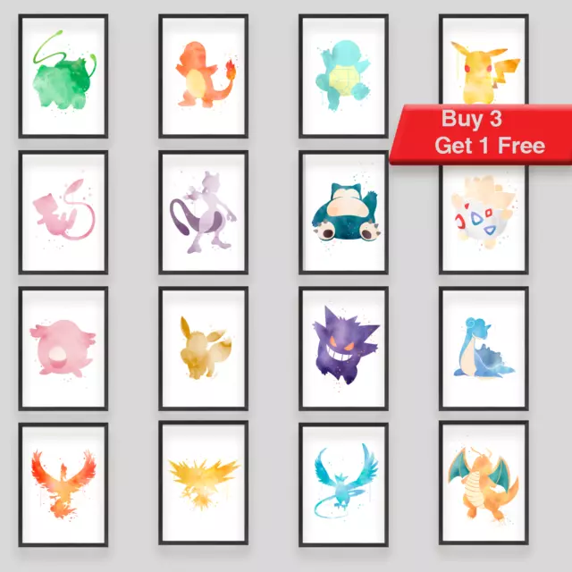 Pokemon Wall Art Children Bedroom Poster Print Picture Gift A4 A3