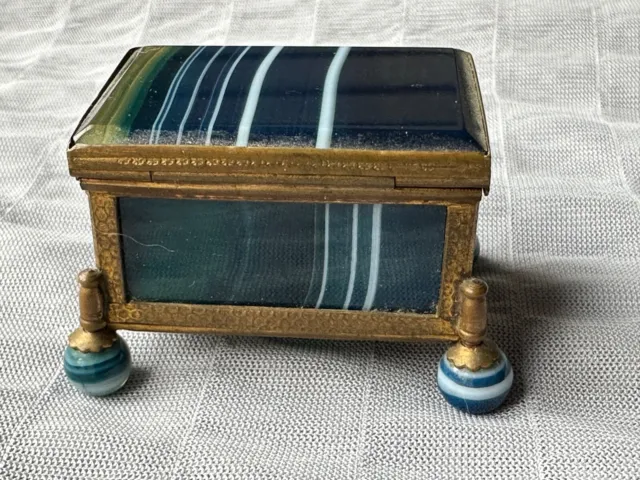 Antique French Napoleon III Brass Footed Trinket/Jewel Box -1 7/8" by 1.25"