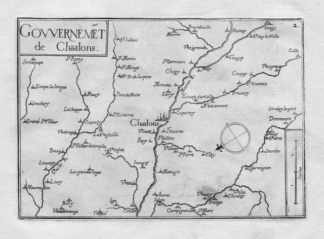 1640 - Chalons-en-Champagne Marne France Gravure sur Cuivre Tassin