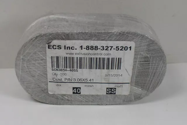 (100) ECS Extrusion Control Supply SCN3B5H-40SS 3 x 5 Stainless Oval Screen X100