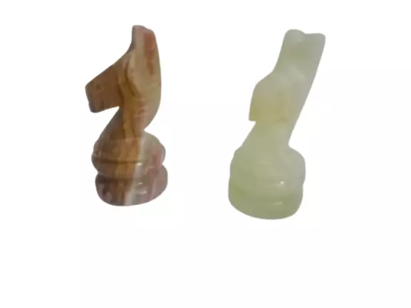 Replacement/Spare Chess Piece Knight Pair Multi Green Onyx/Marble 2" Handmade-C1