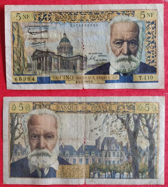 Ancien Billet de 5 Nouveau Francs de 1963 - n° 66984 en BON ETAT