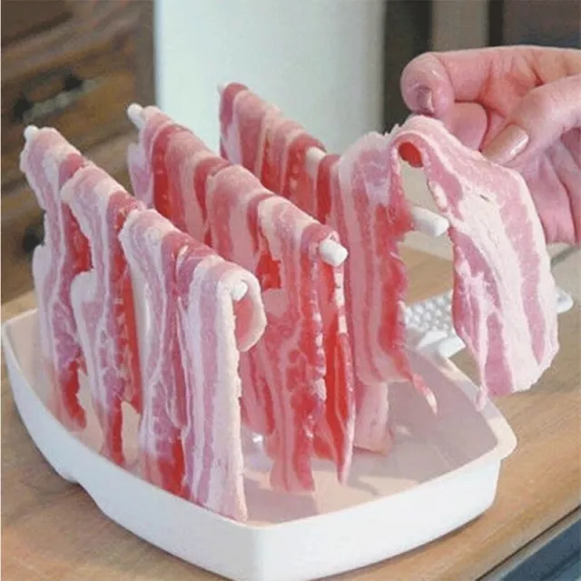 Microwave Bacon Rack Hanger Cooker Tray For Cooking Bar Crisp Meal Breakfast New