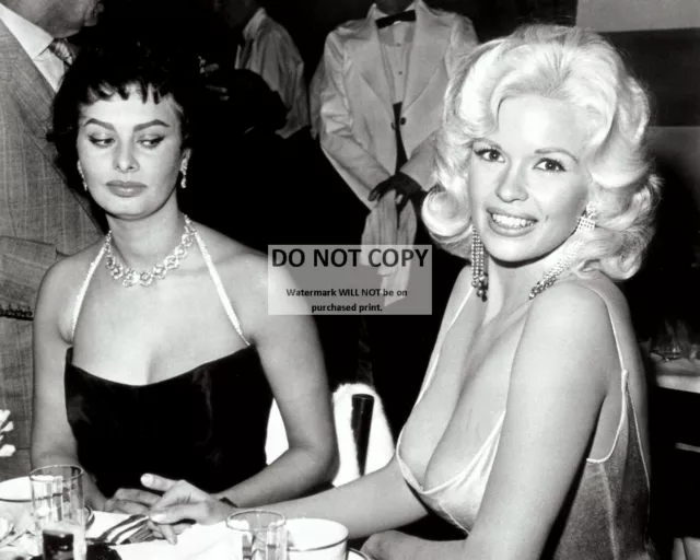 Sophia Loren & Jayne Mansfield At A Party In 1957- 8X10 Publicity Photo (Ab-150)