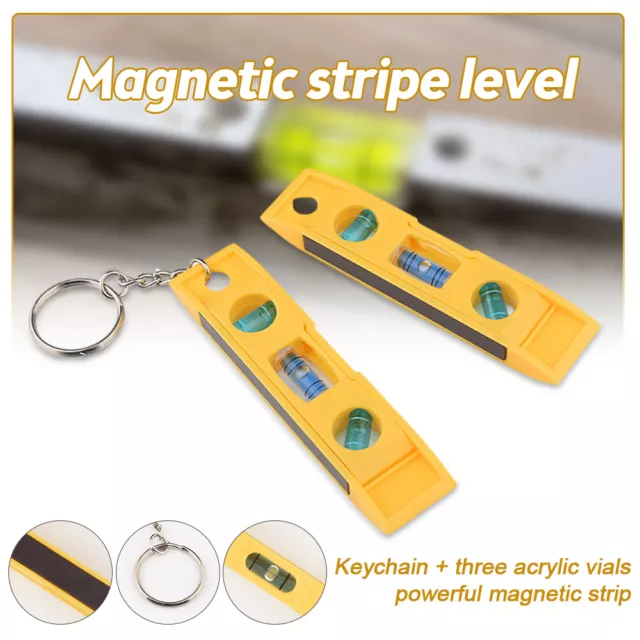 Mini Keyring Spirit Level Keychain Magnetic Mini Bubble 3 Way
