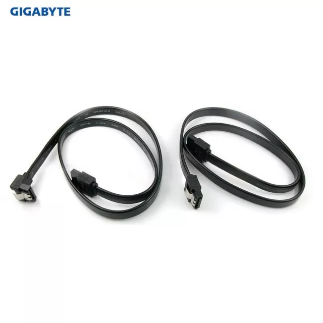 2x GIGABYTE SATA 3 III 3.0 Data Cable 6Gbps for HDD SSD with Angle and Lead Clip