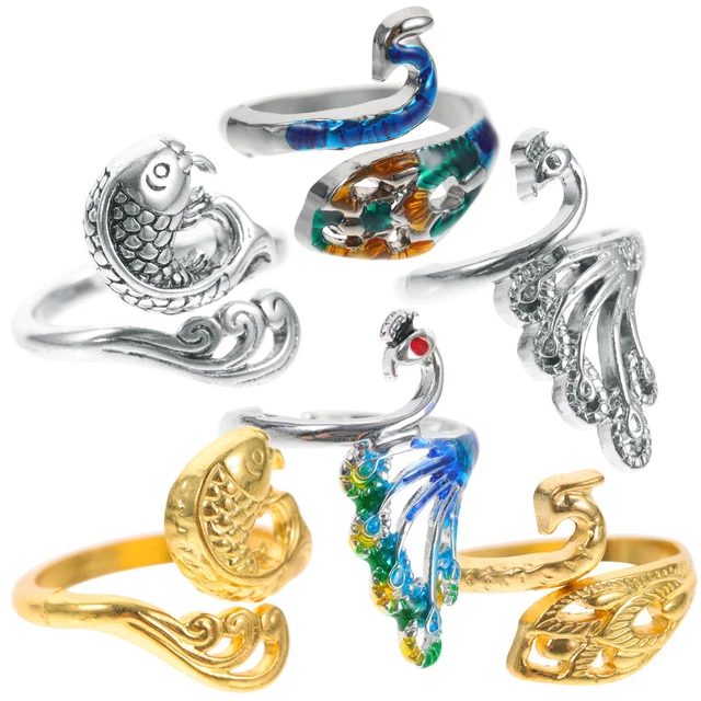 6 piezas Anillo de tejido para dedos de aleación portátil para hombres y mujeres suministros de línea de gancho