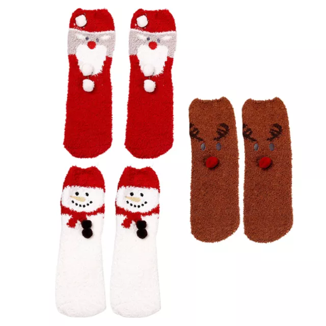 3 Pairs Sleeping Stocking Coral Fleece Stockings Christmas Socks Floor