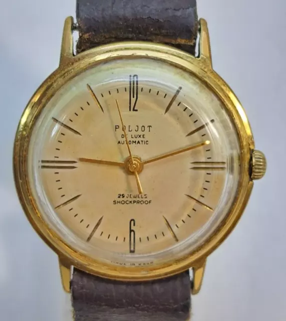 POLJOT de luxe Automatic mechanical 29 Gio USSR gold plated mens watch USSR