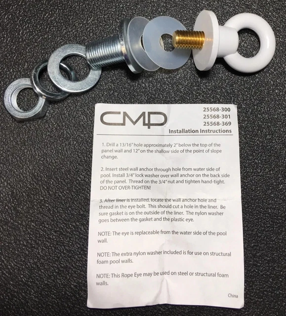 VINYL LINEAR SAFETY Rope Eye Anchor Male Receptor Assembly White 10.00