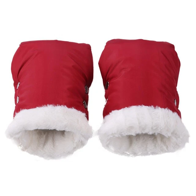 Winter Stroller Gloves Waterproof Fleece Hand Muff Pram Accessories (Red) FS2#
