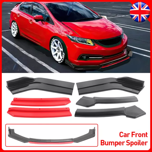 Universal Gloss Black Car Front Bumper Protector Lip Body Spoiler Splitter Kit