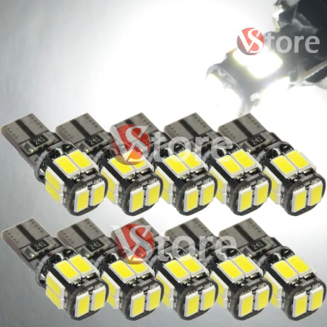 10 T10 Canbus LED 10 SMD 5630 Lamps No Error WHITE Xenon Lights Position W5