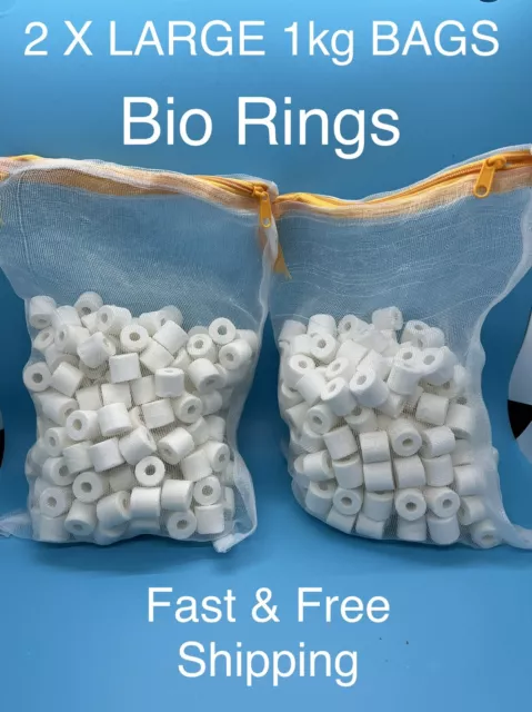 Ceramic Bio Rings - Filter Media For Aquarium Fish Tank Filters - 2kg - BULK BAG