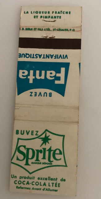 Vintage D D Bean Matchbook Cover French Canadian Sprite Fanta Coca Cola Advert