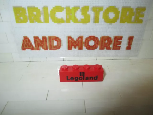 Lego - 1x Brick Brique 1x4 Black Legoland Logo Pattern - 3010p30 Red/Rouge