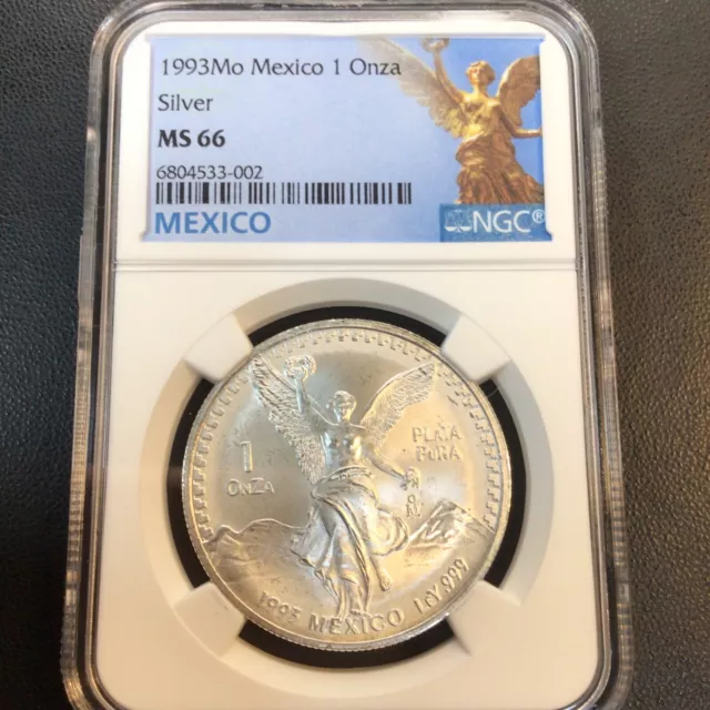 Ngc Ms66 | 1993 Mexico Silver 1 Onza Libertad Ngc Ms 66 Scarce | Stunning Gem!