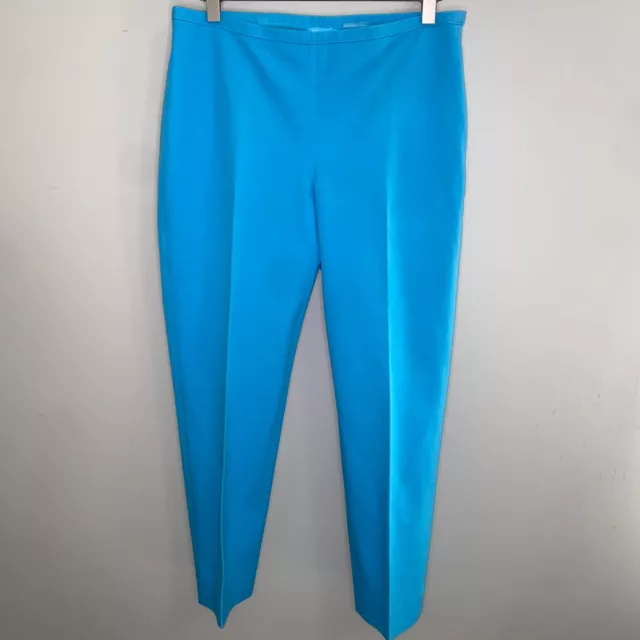 J. McLaughlin aqua blue flat front straight leg stretch twill ankle pants size 4