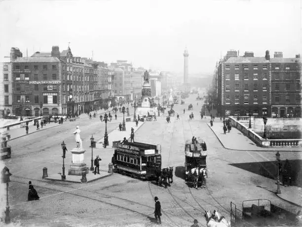 Circa 1895 Oconnell Street And Oconnell Bridge Dublin Ireland Old Photo