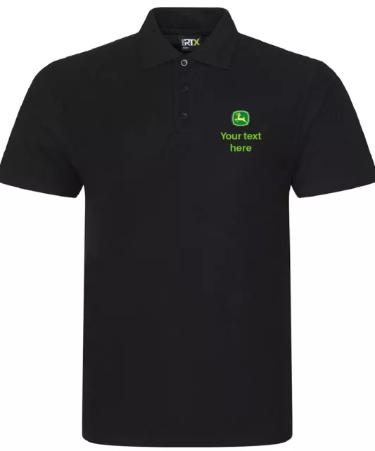 Tractor farmer  polo shirt embroidered with john deere inspired logo