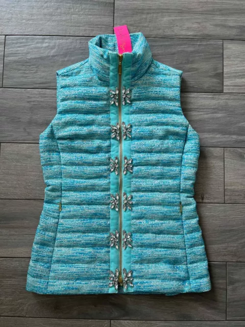 Lilly Pulitzer Noella Vest, Turquoise Oasis, Resort Boucle, Nwt $278, Xxs