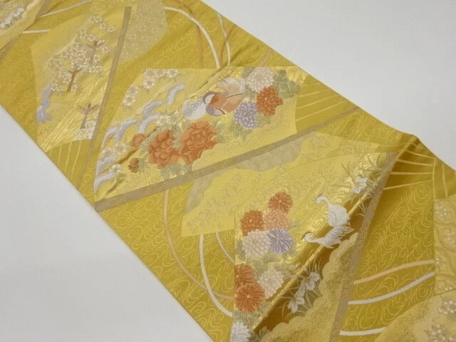 5914753: Japanese Kimono / Vintage Fukuro Obi / Woven Mandarin Ducks & Flower