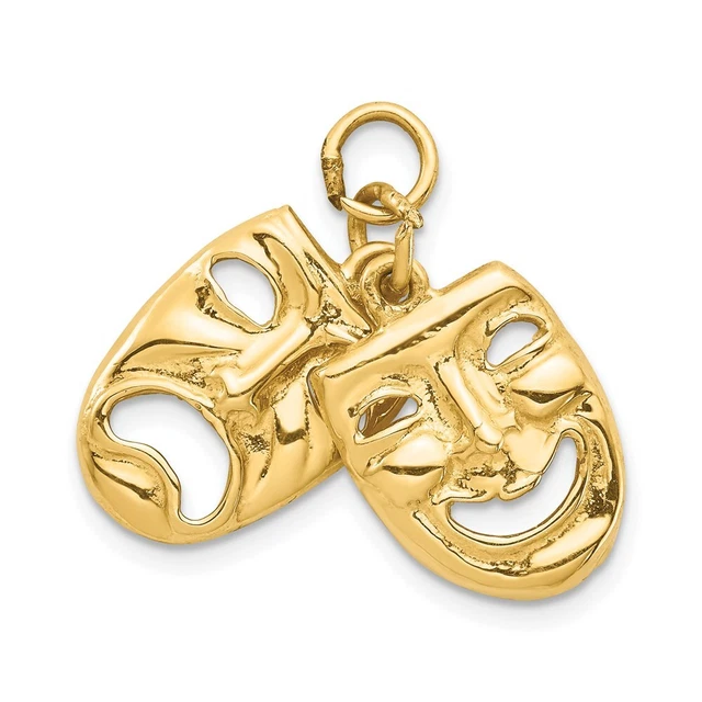 14k Yellow Gold Comedy Tragedy 2-Piece Charm Pendant 2.69g L-20 mm W-22 mm 14k Yellow Gold Comedy Tragedy 2-Piece Charm Pendant 2.69g L-20 mm W-22 mm